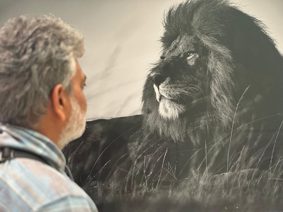 Rajamouli looking at lion