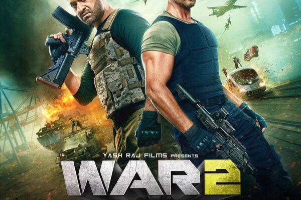 War2 poster featuring Hrithik Roshan and Jr NTR