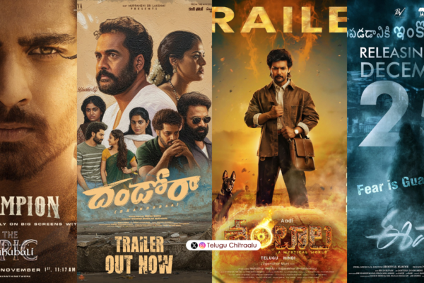 Posters of Dhandoraa, Eesha, Shambhala, and Champion